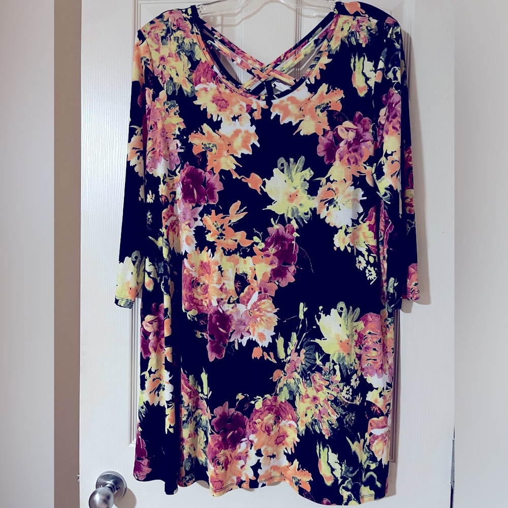 Glitzy Girlz Boutique Tunic Criss Cross Top - 3X